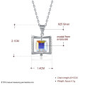 Summer Design 925 Sterling Silver Rotatable Square Crystal Necklace